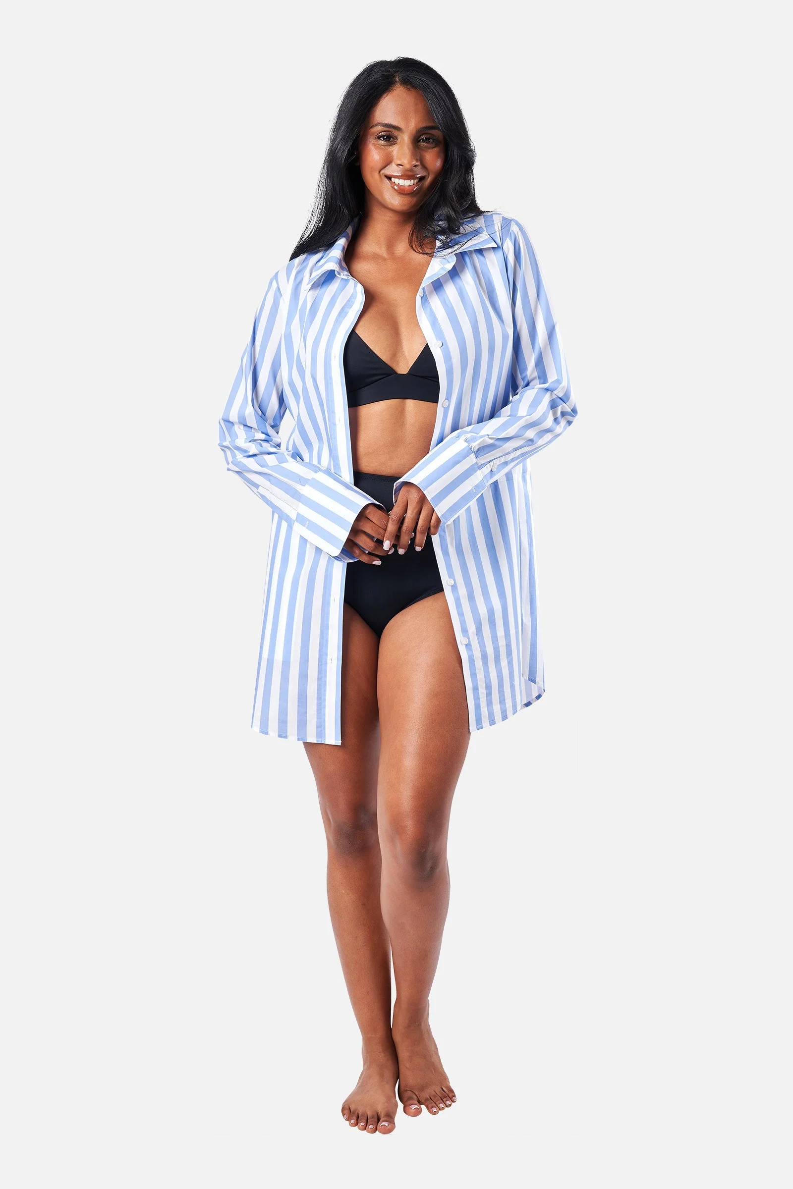 Beach Shirt Dress HAMPTONS STRIPE BLUE - Image 6