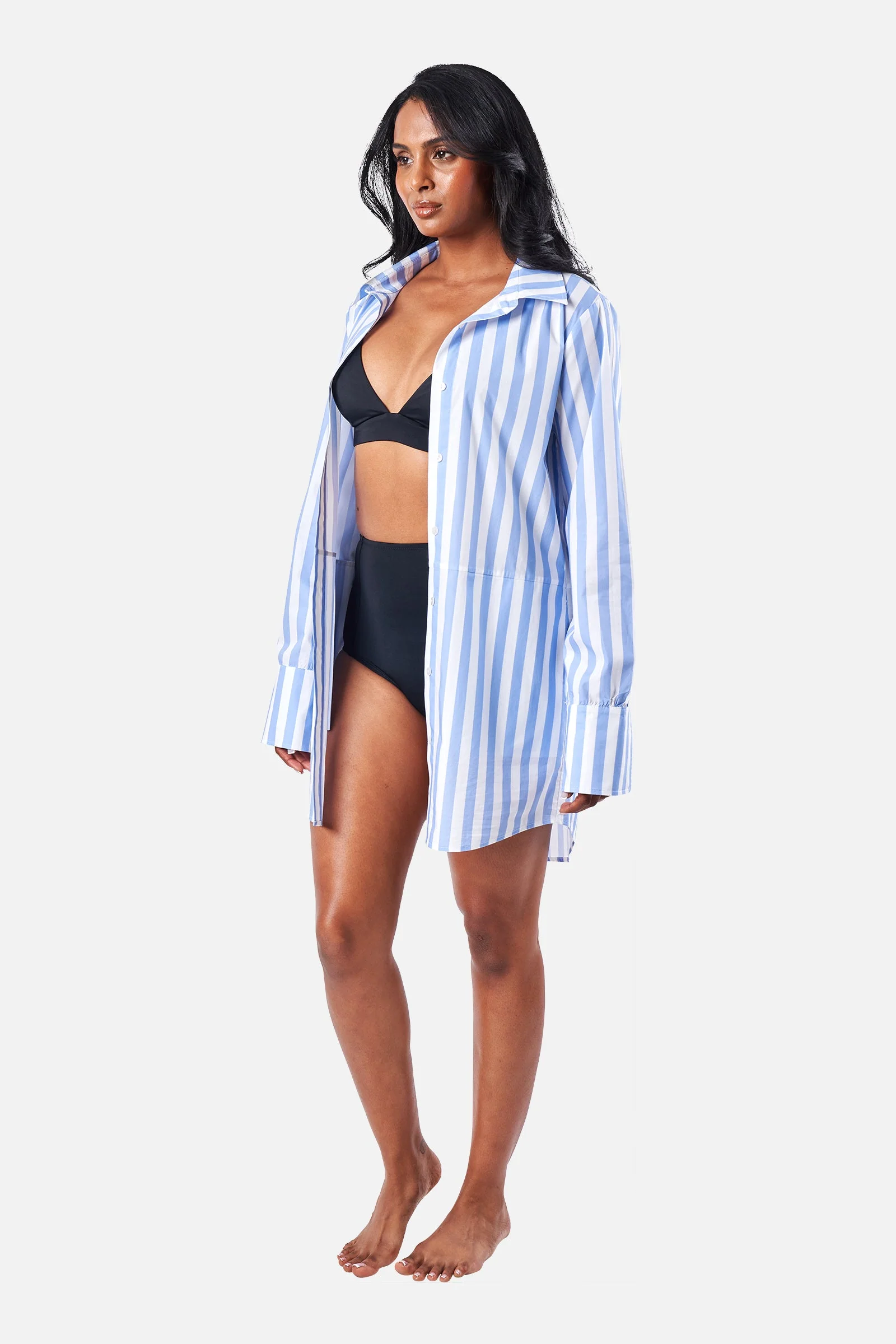Beach Shirt Dress HAMPTONS STRIPE BLUE - Image 7
