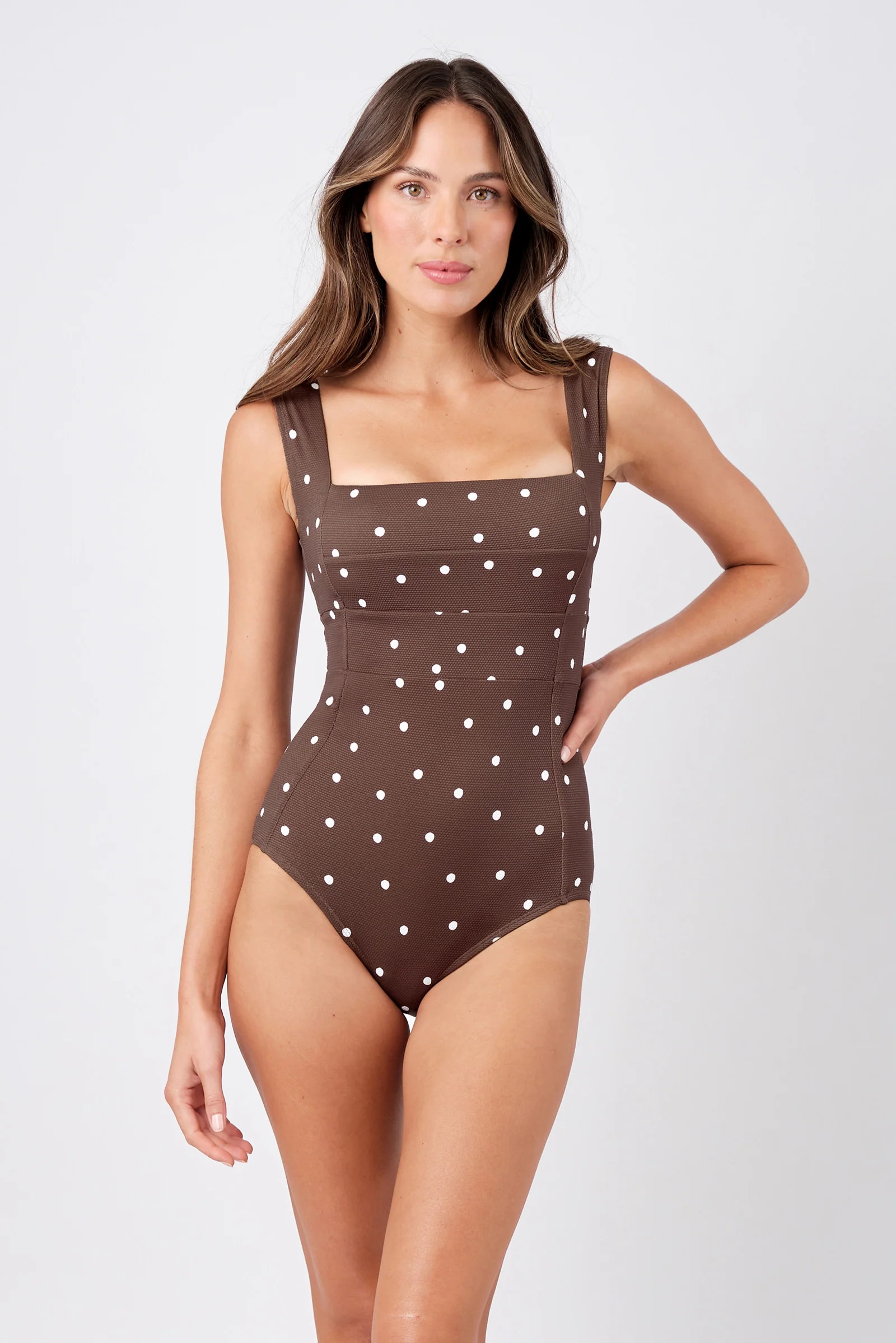 Classic Square Neck CHOCOLATE POLKA TEXTURE - Image 5