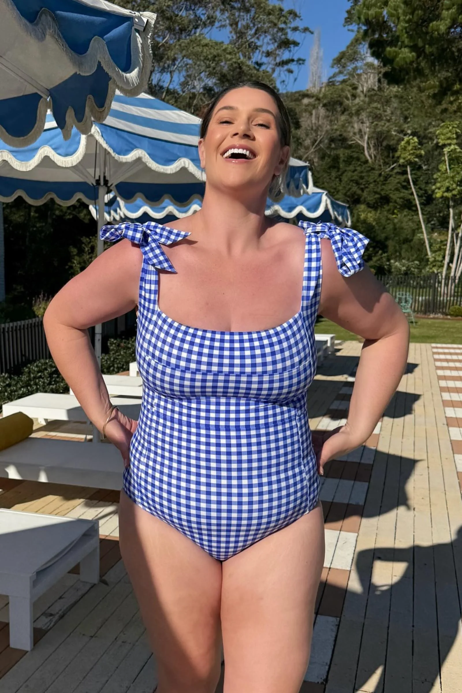 Classic Square Neck COBALT BLUE GINGHAM - Image 13