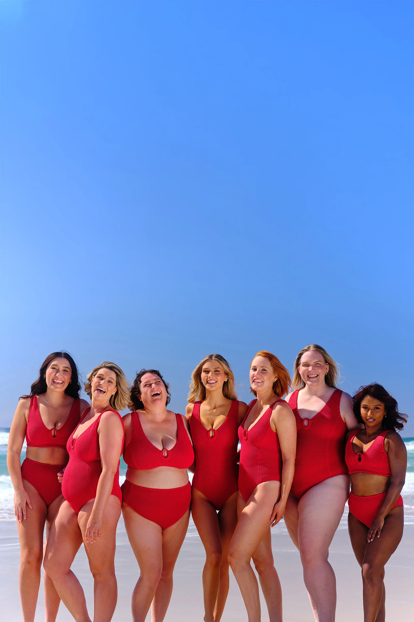 Crinkle Cut V-Neck Bikini Bralette with Ring RED - Image 4