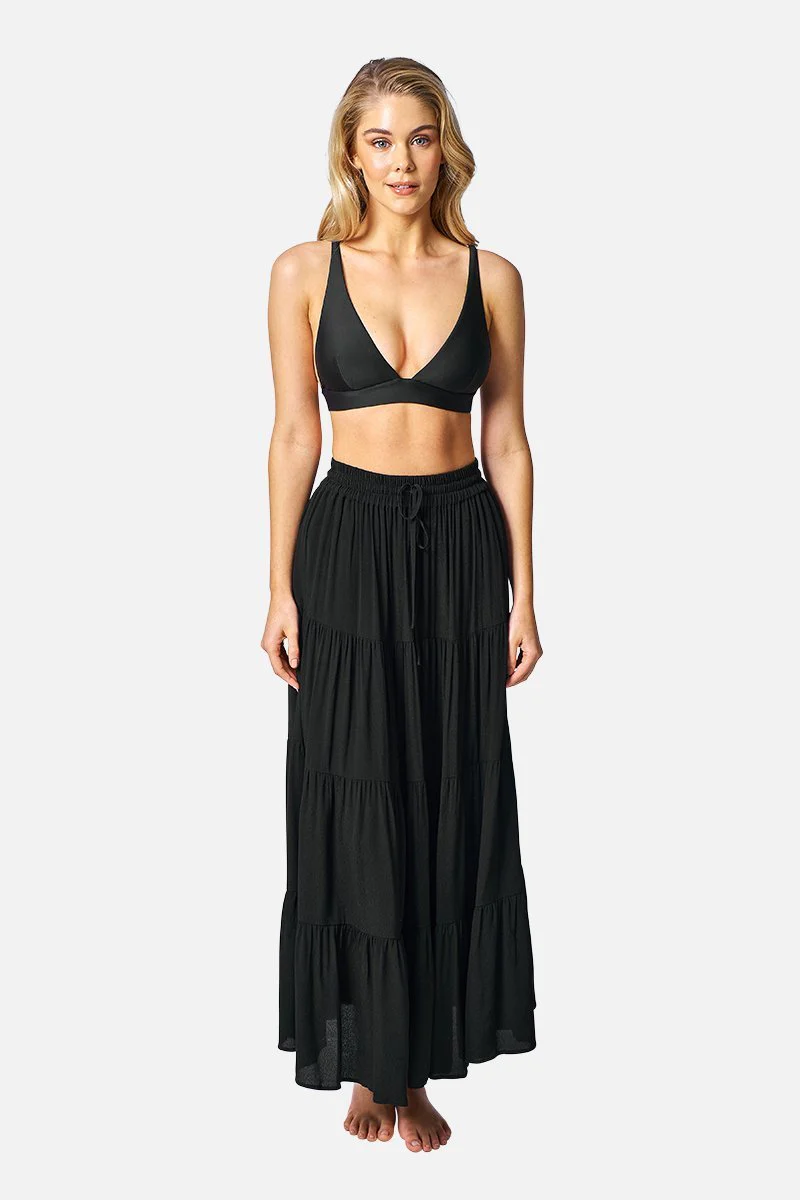 Ethereal Tiered Maxi Skirt BLACK - Image 3