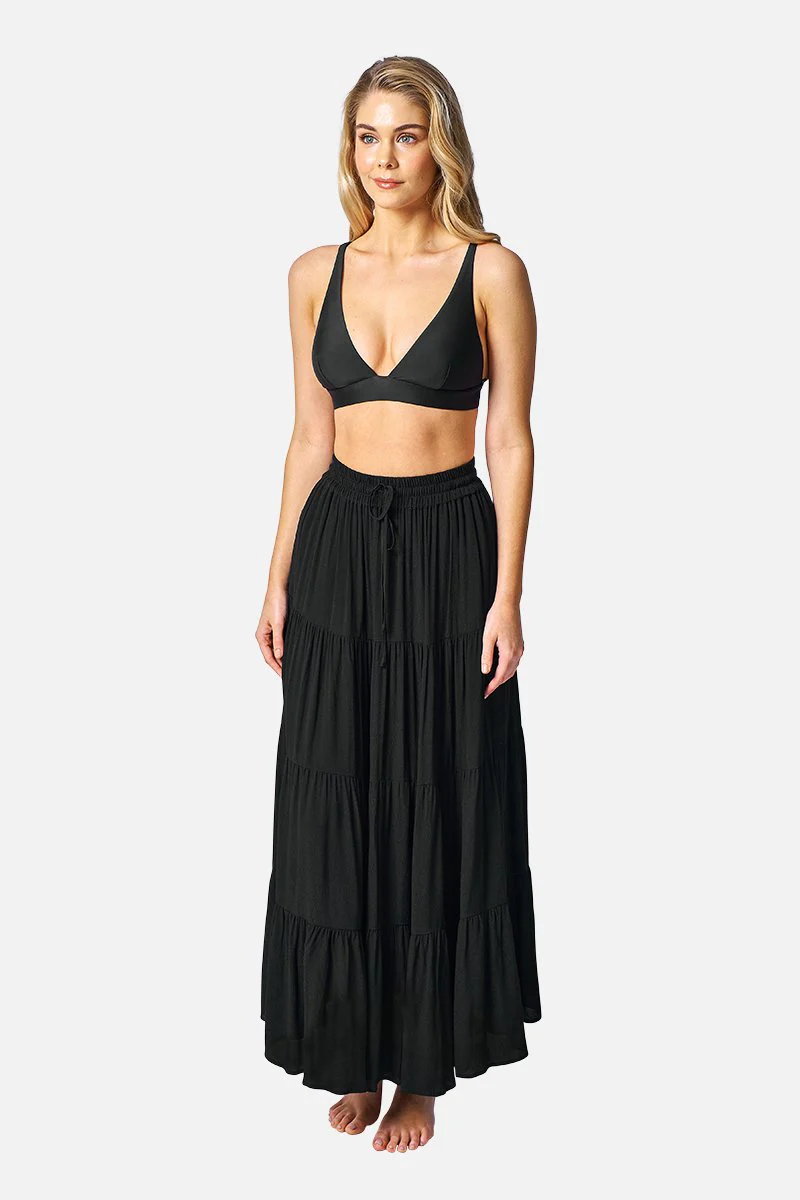 Ethereal Tiered Maxi Skirt BLACK - Image 4