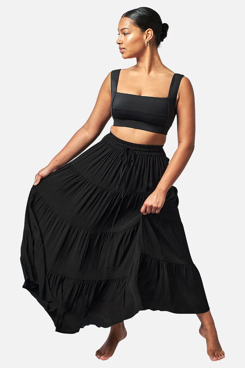 Ethereal Tiered Maxi Skirt BLACK - Image 6