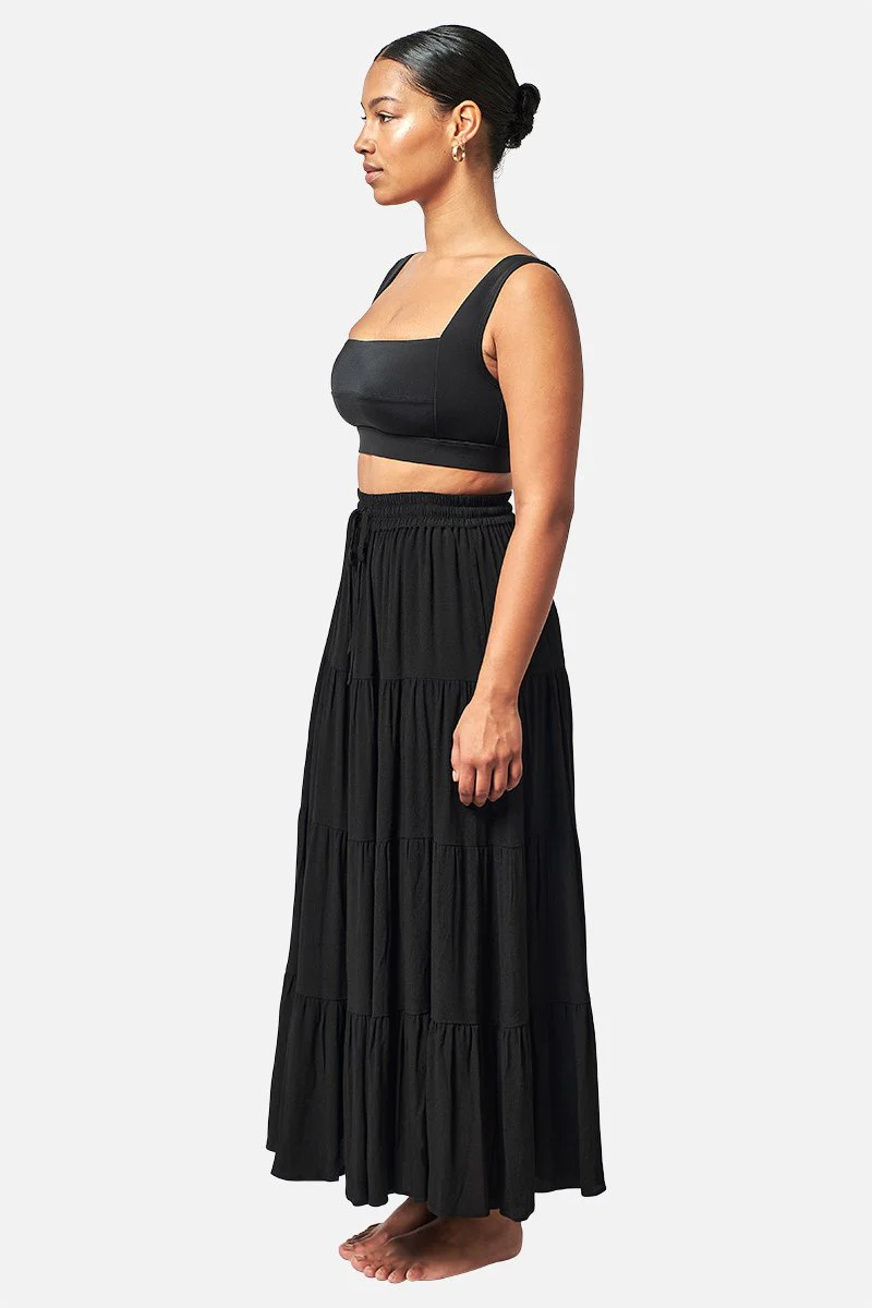 Ethereal Tiered Maxi Skirt BLACK - Image 8