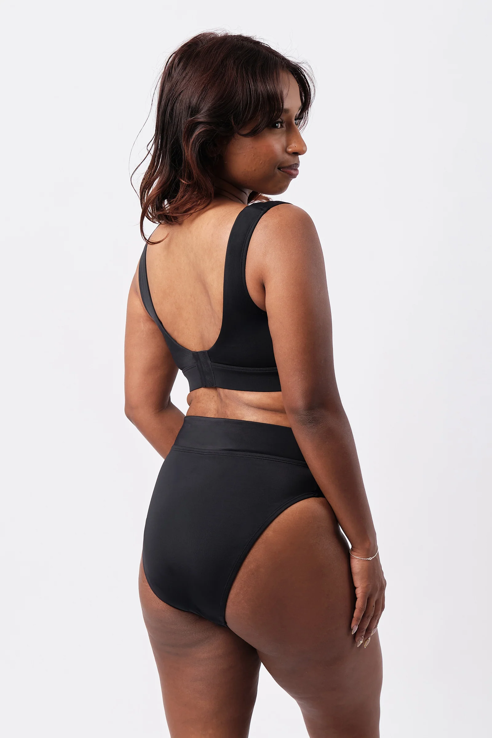 High-Cut High-Waisted Bikini Bottom BLACK - Image 10