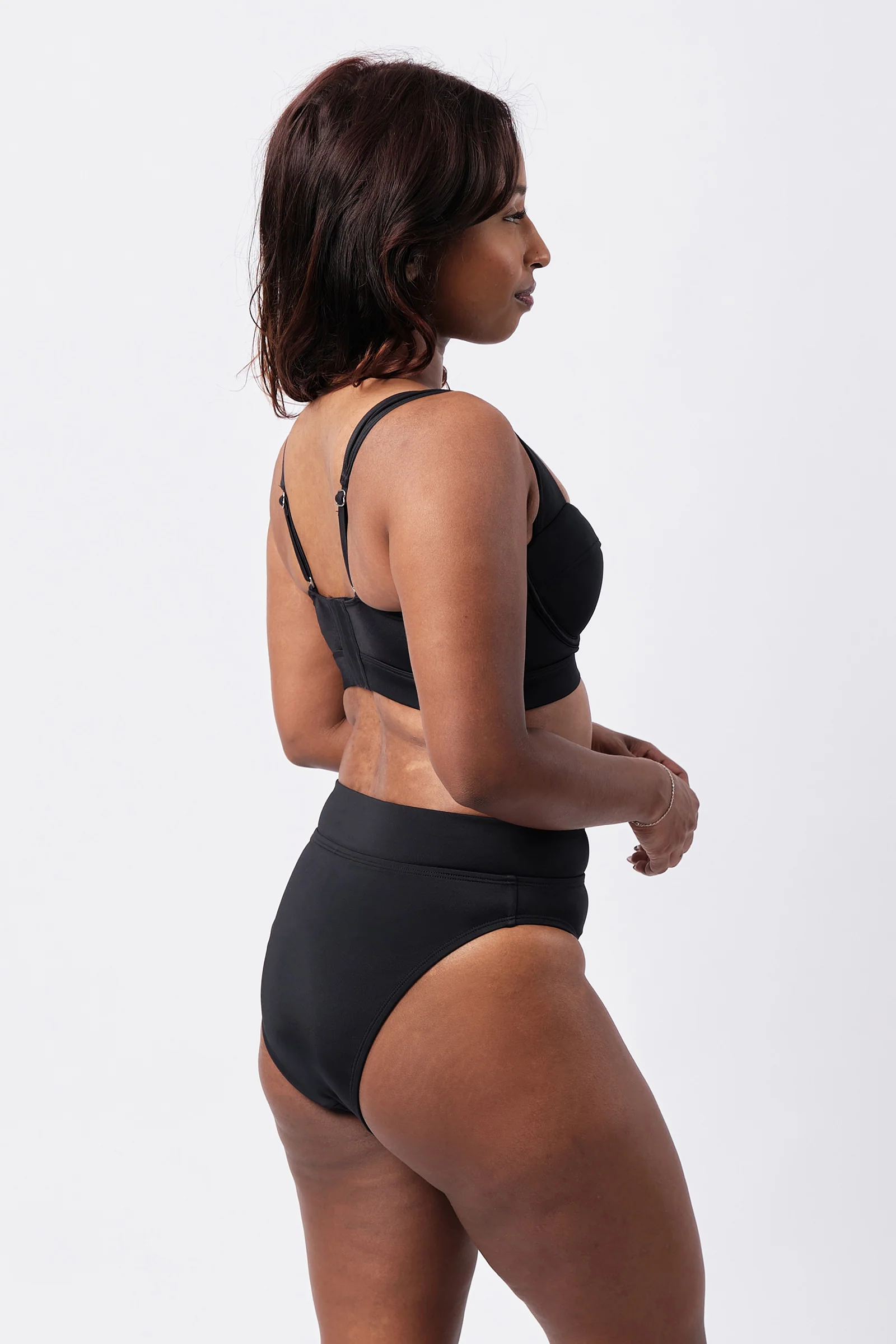 High-Cut High-Waisted Bikini Bottom BLACK - Image 12