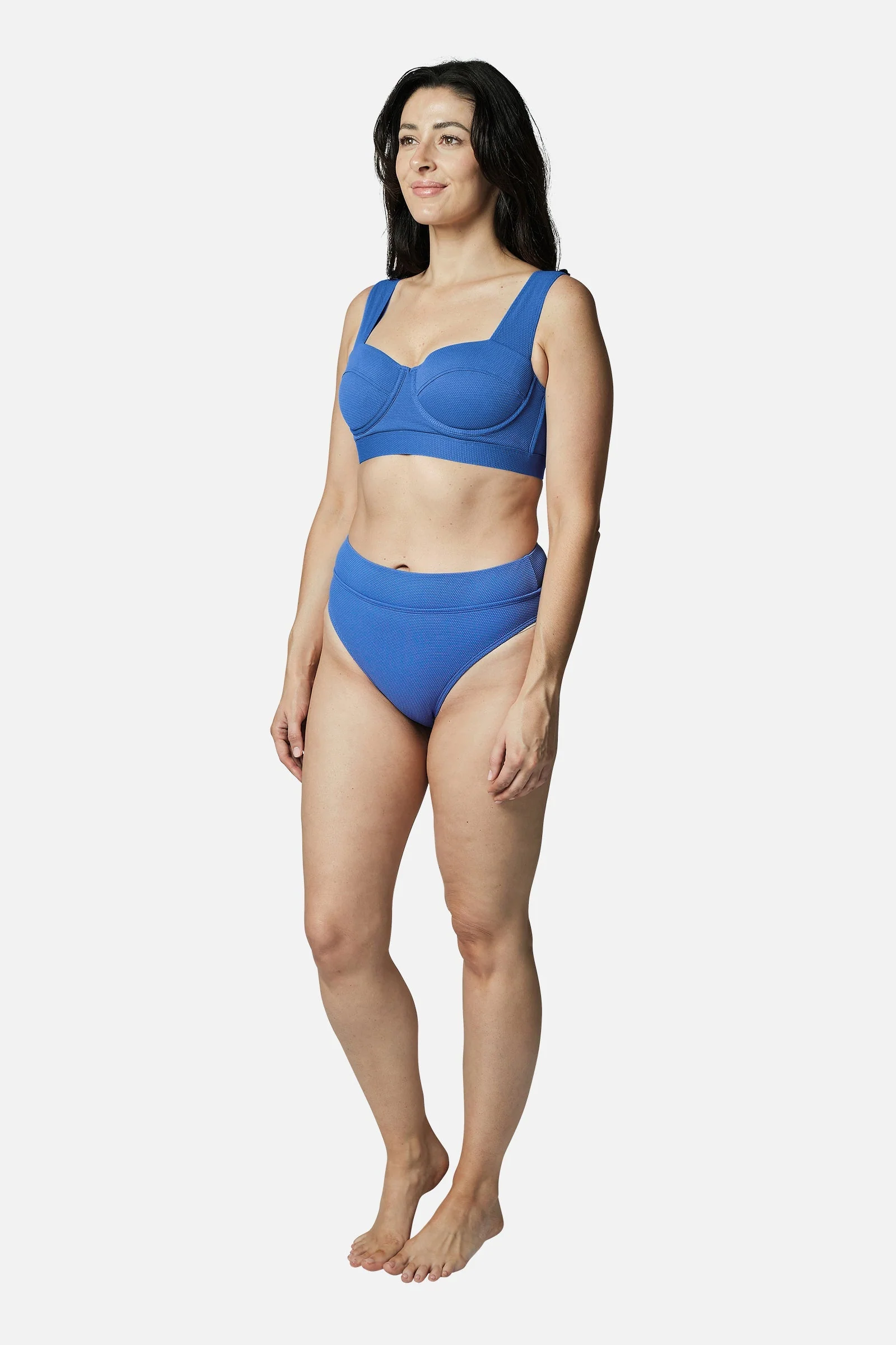 High-Cut High-Waisted Bikini Bottom SKY BLUE TEXTURE - Image 6