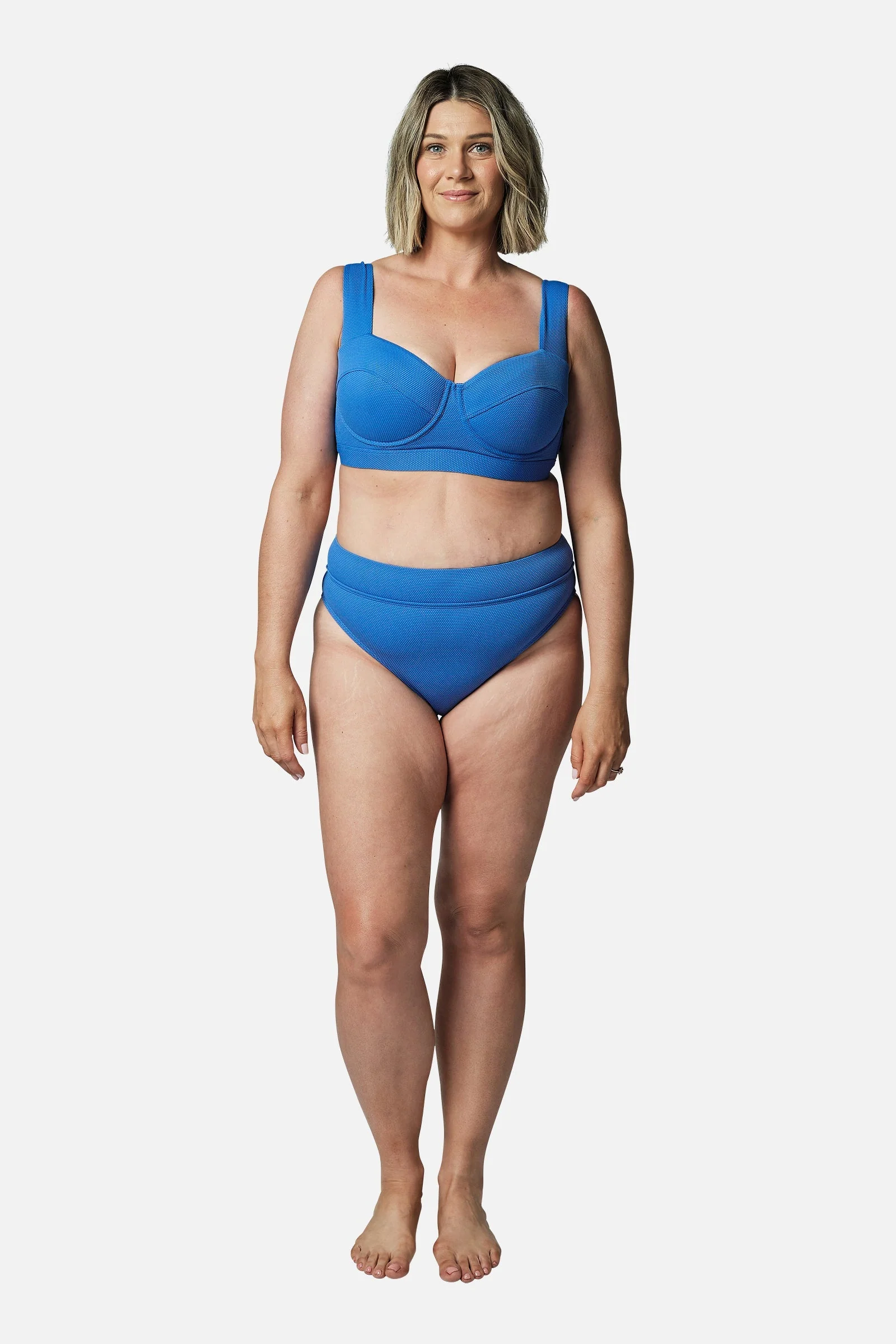 High-Cut High-Waisted Bikini Bottom SKY BLUE TEXTURE - Image 8