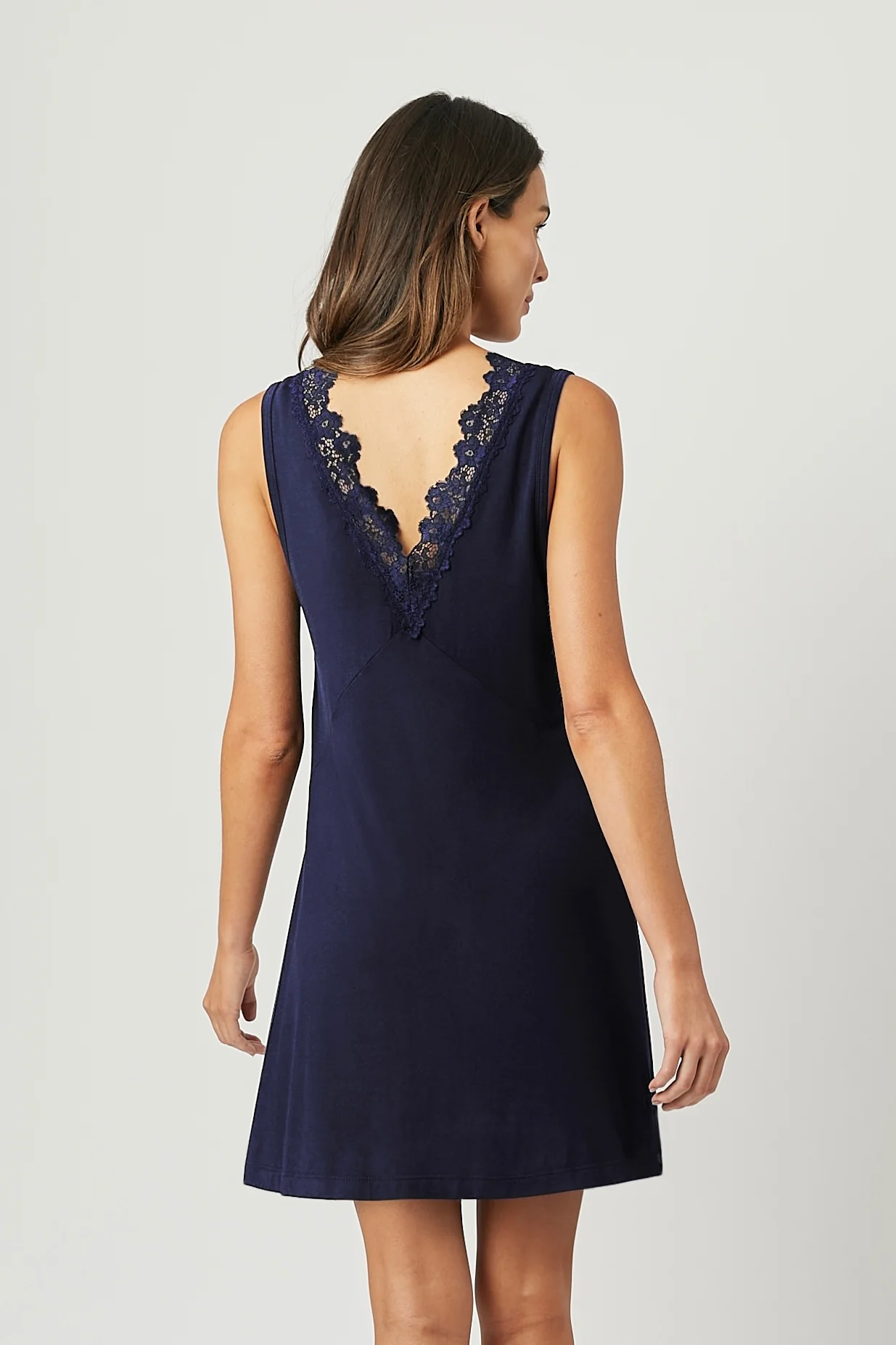 Lace Trim V-Neck Nightie NAVY - Image 4