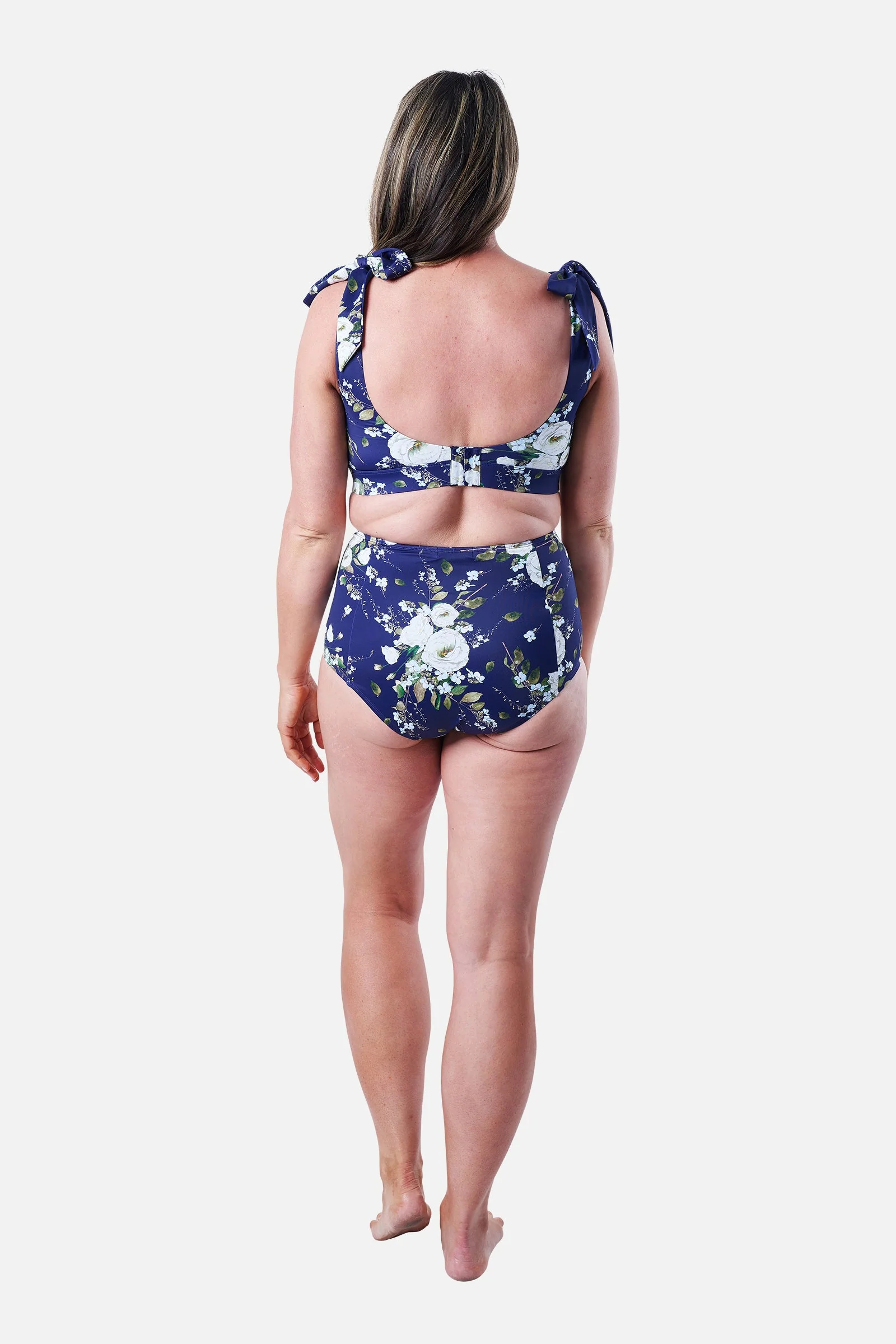 Never Say Never High-Waisted Bikini Bottom LONDON BOTANICAL NAVY - Image 13