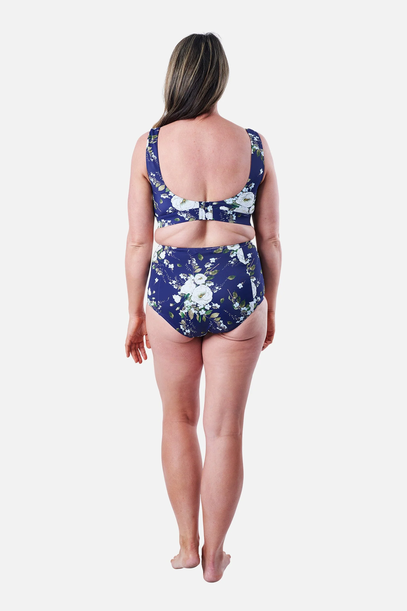 Never Say Never High-Waisted Bikini Bottom LONDON BOTANICAL NAVY - Image 14