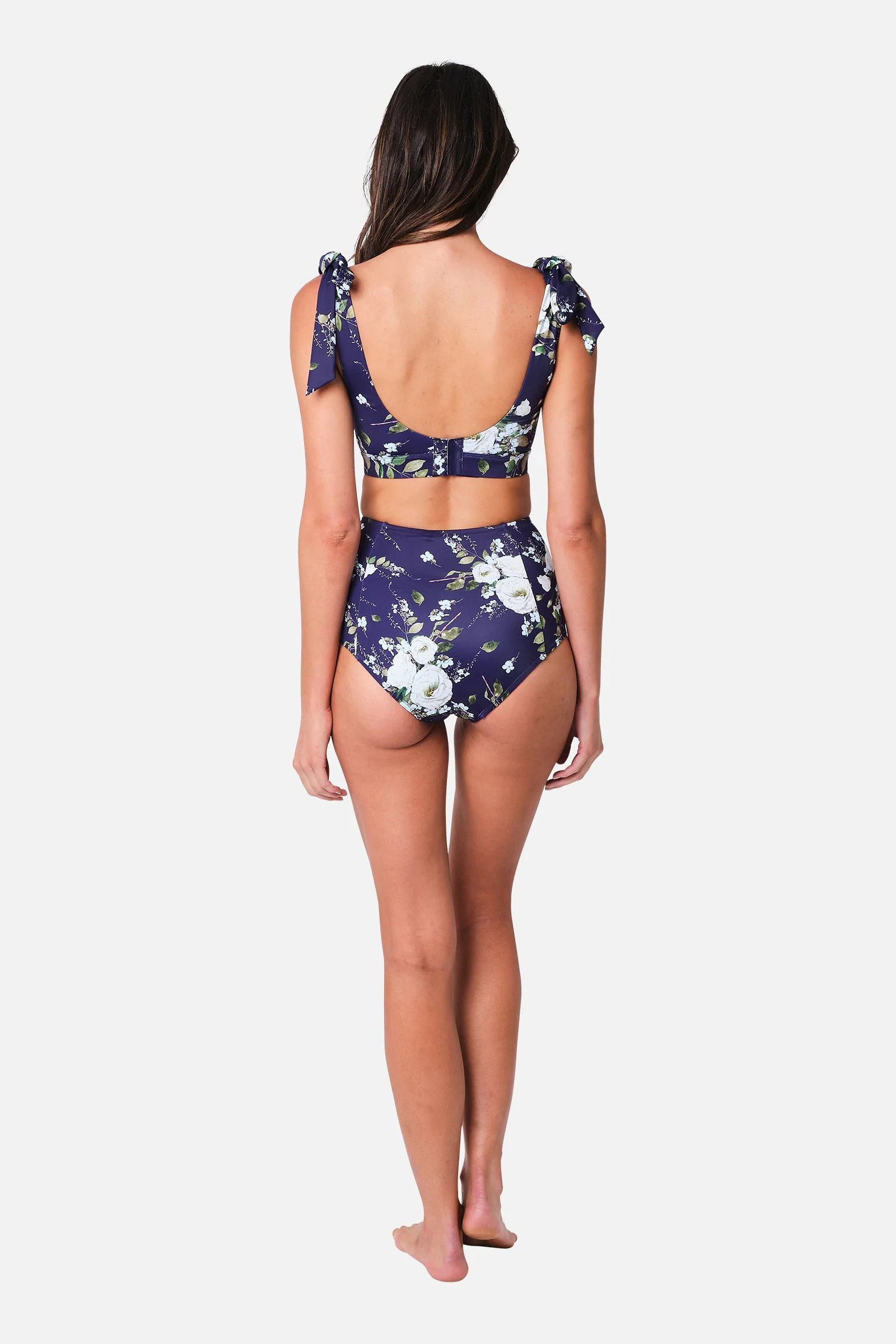 Never Say Never High-Waisted Bikini Bottom LONDON BOTANICAL NAVY - Image 6