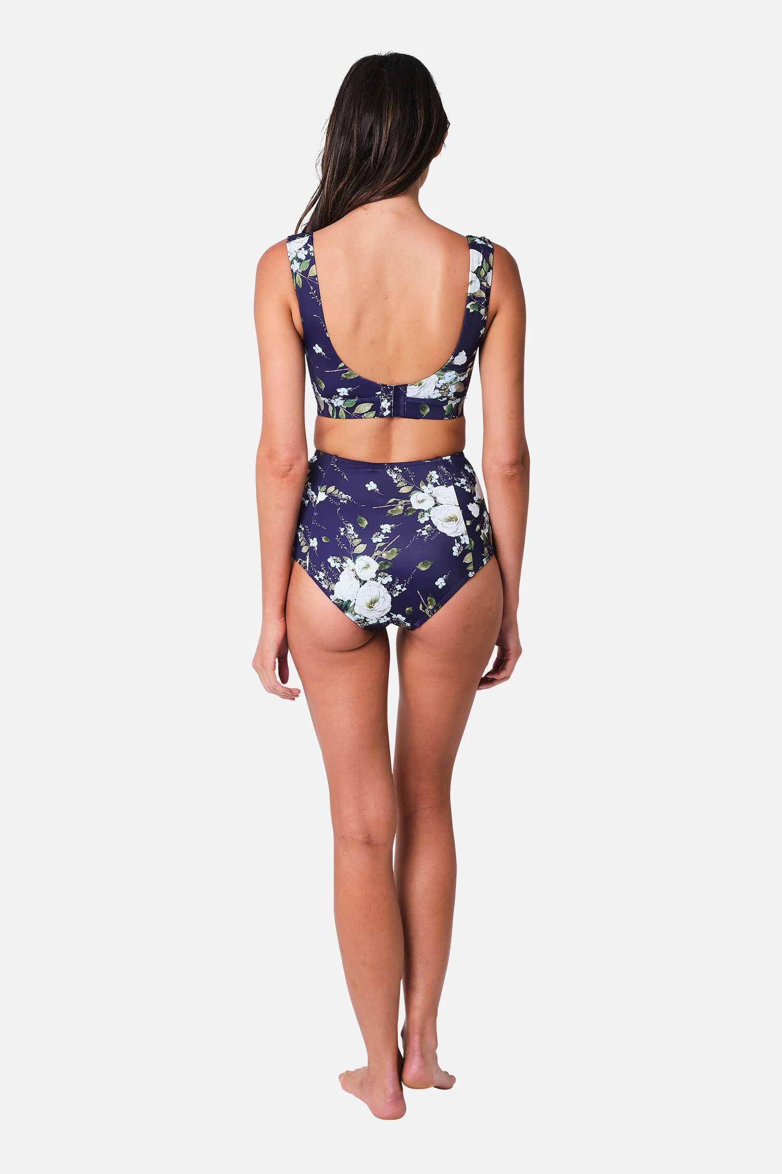 Never Say Never High-Waisted Bikini Bottom LONDON BOTANICAL NAVY - Image 7