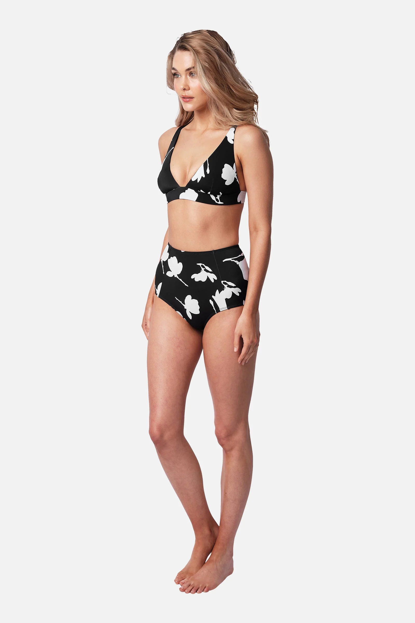 Never Say Never High-Waisted Bikini Bottom MAGNOLIA SILHOUETTE BLACK - Image 3