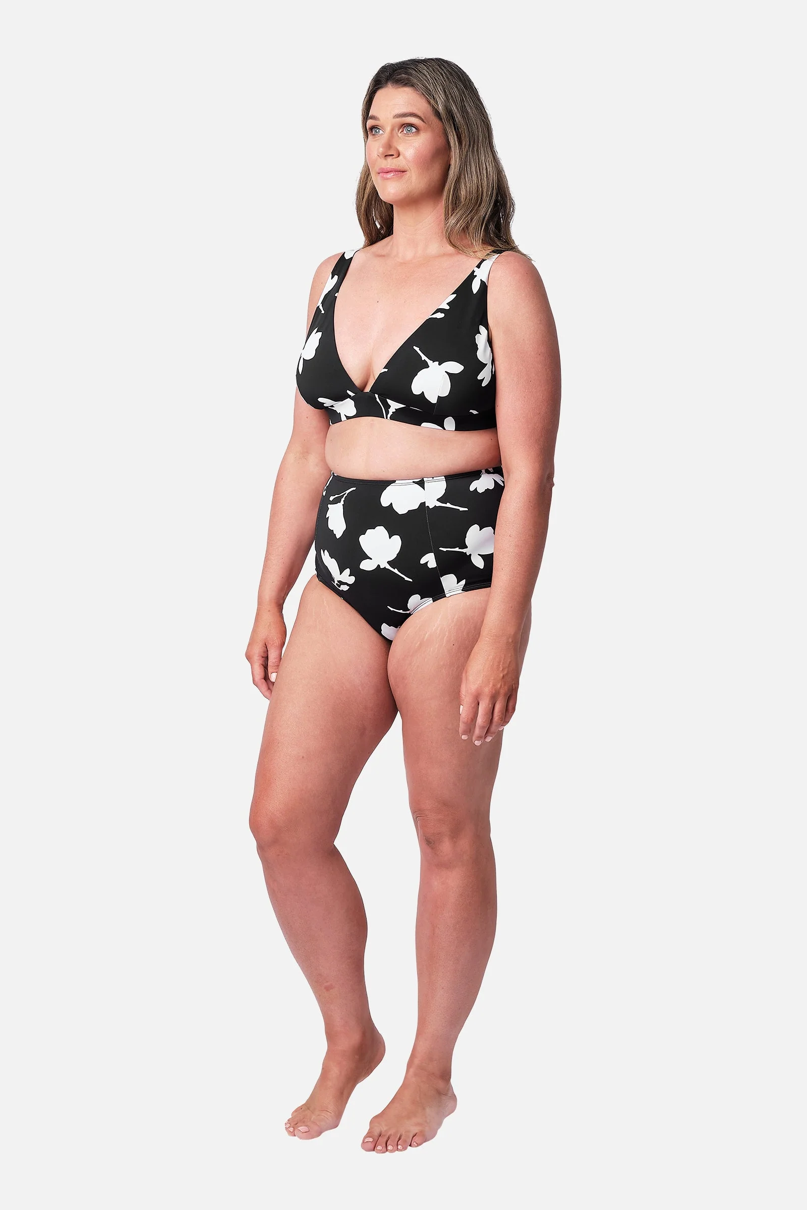 Never Say Never High-Waisted Bikini Bottom MAGNOLIA SILHOUETTE BLACK - Image 7