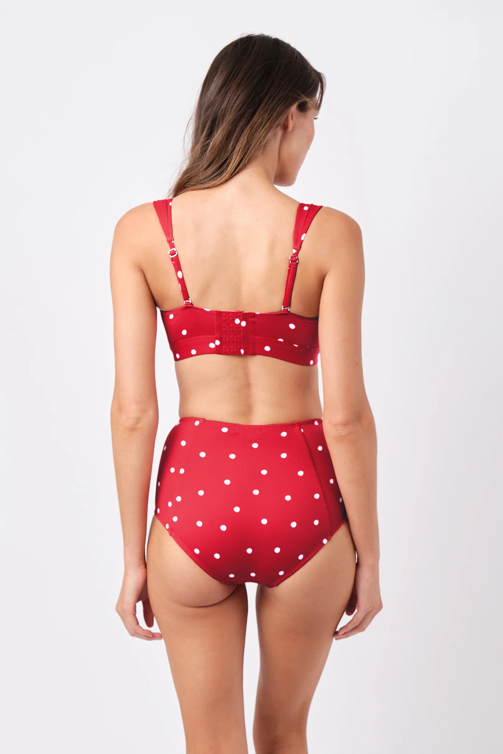 Original Bustier Balconette Bikini Bralette POLKA ROUGE TEXTURE - Image 3
