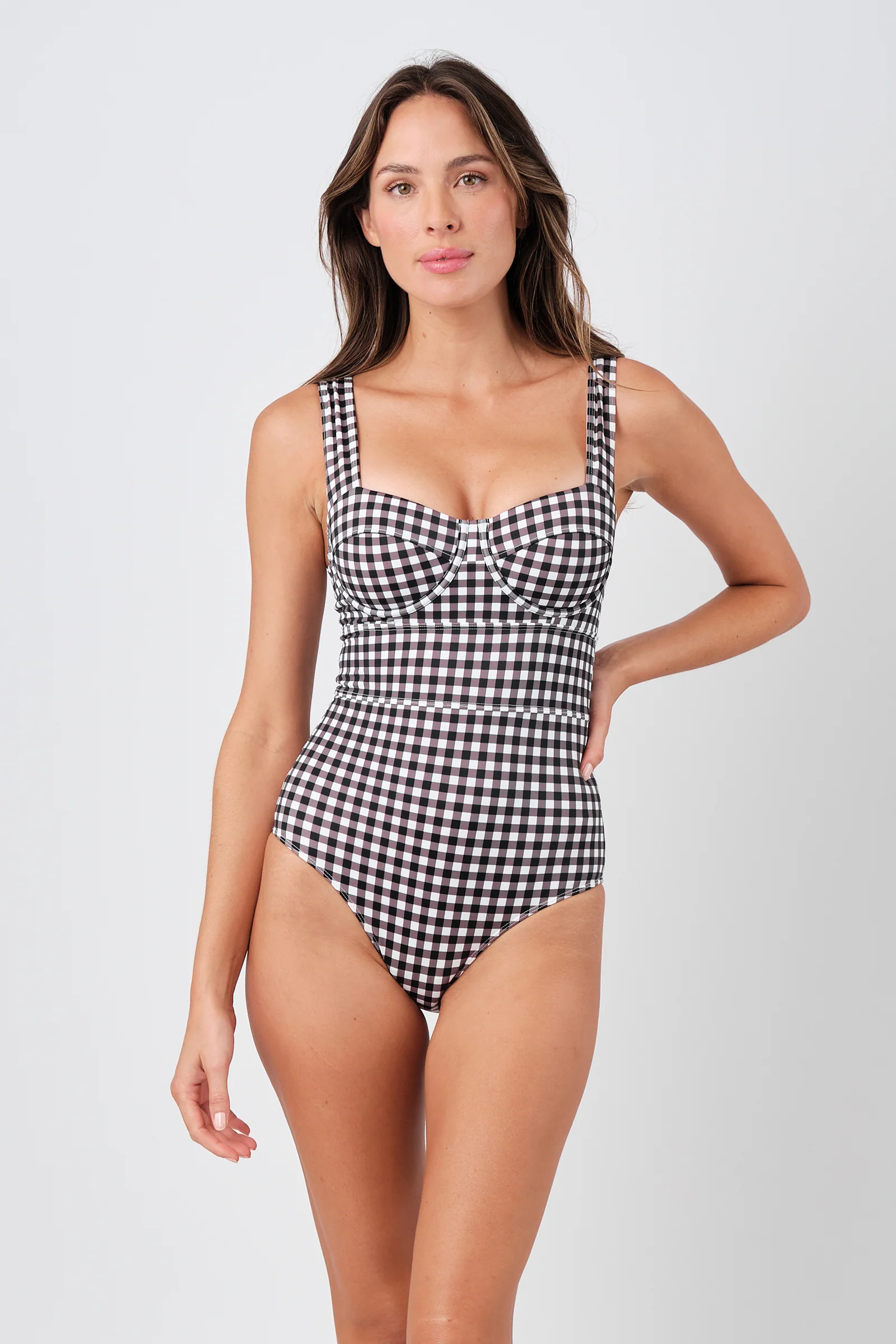 Original Bustier Balconette One Piece BLACK GINGHAM - Image 3