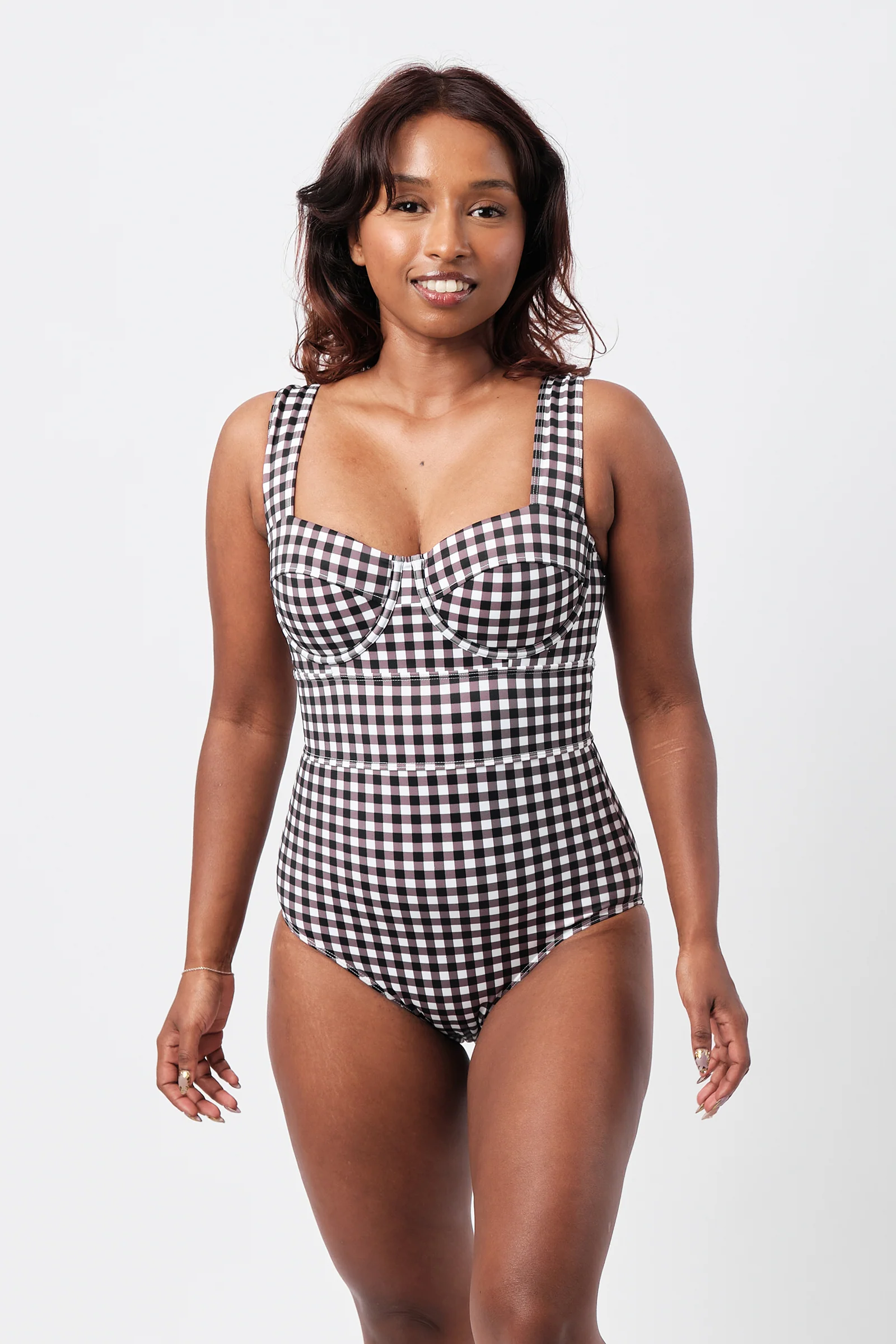 Original Bustier Balconette One Piece BLACK GINGHAM - Image 6