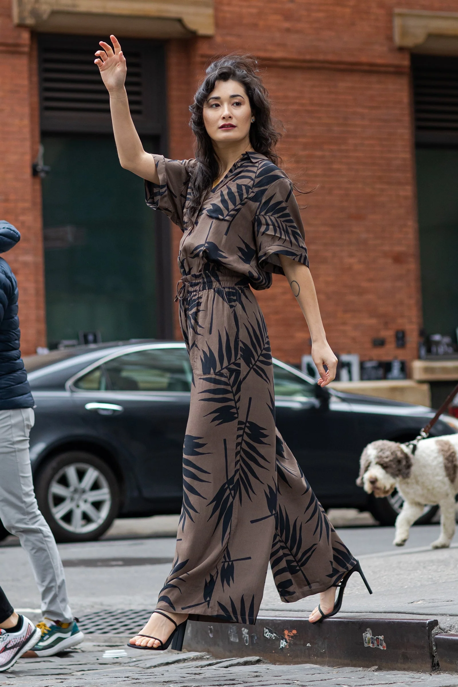 Palazzo Pants PALM SILHOUETTE CHOCOLATE - Image 4