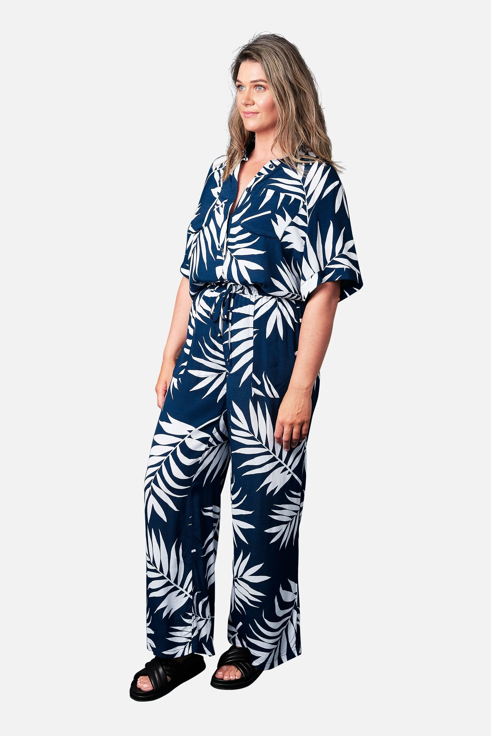 Palazzo Pants PALM SILHOUETTE NAVY - Image 10