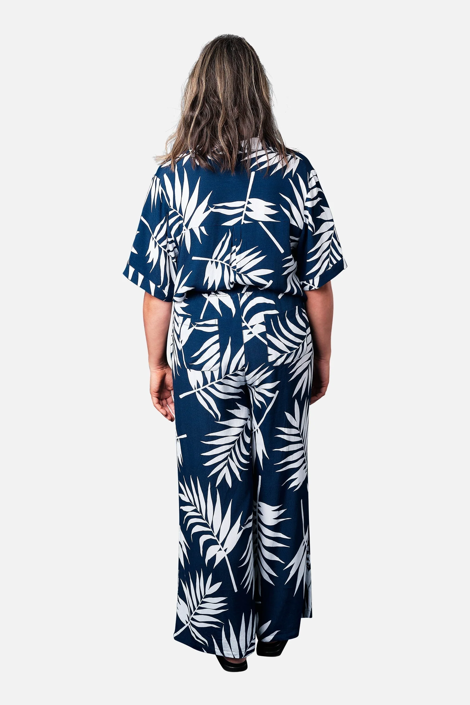 Palazzo Pants PALM SILHOUETTE NAVY - Image 11