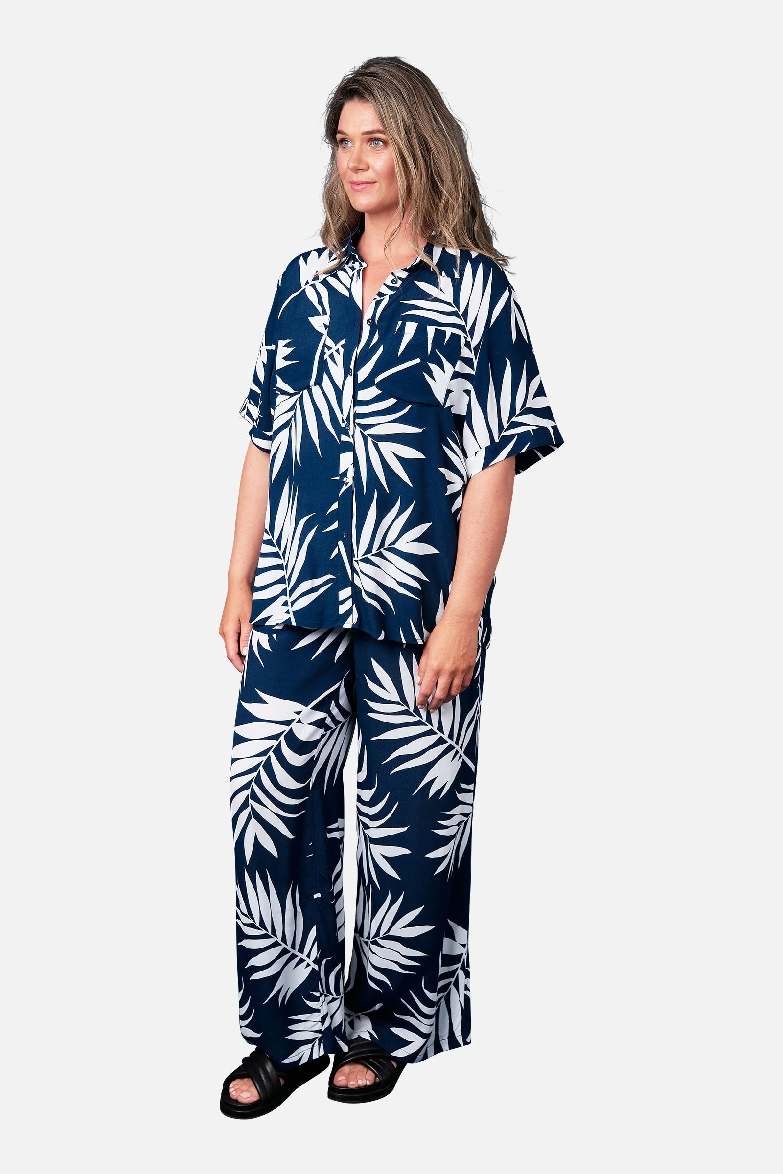 Palazzo Pants PALM SILHOUETTE NAVY - Image 13