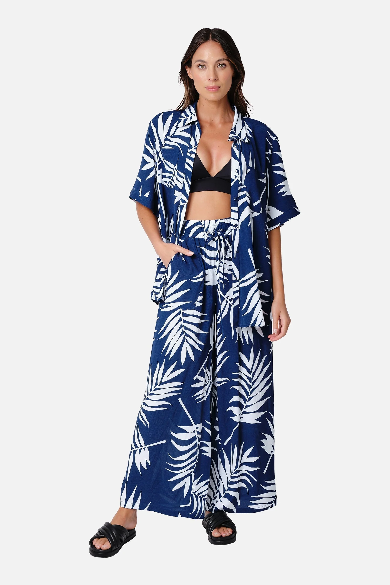 Palazzo Pants PALM SILHOUETTE NAVY - Image 4