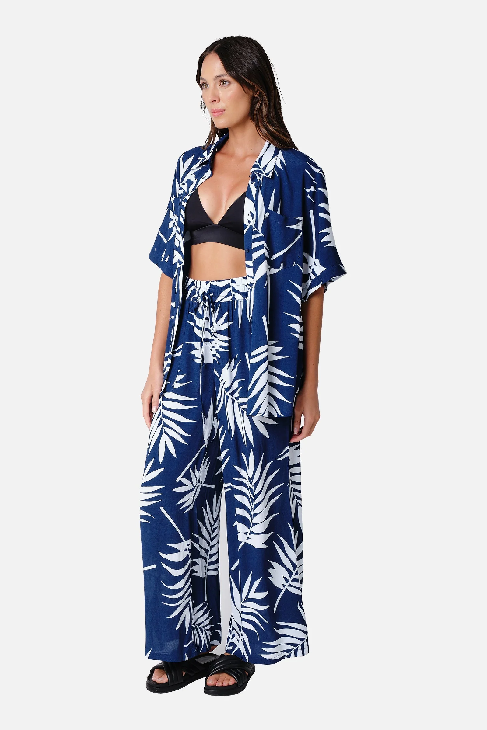 Palazzo Pants PALM SILHOUETTE NAVY - Image 5