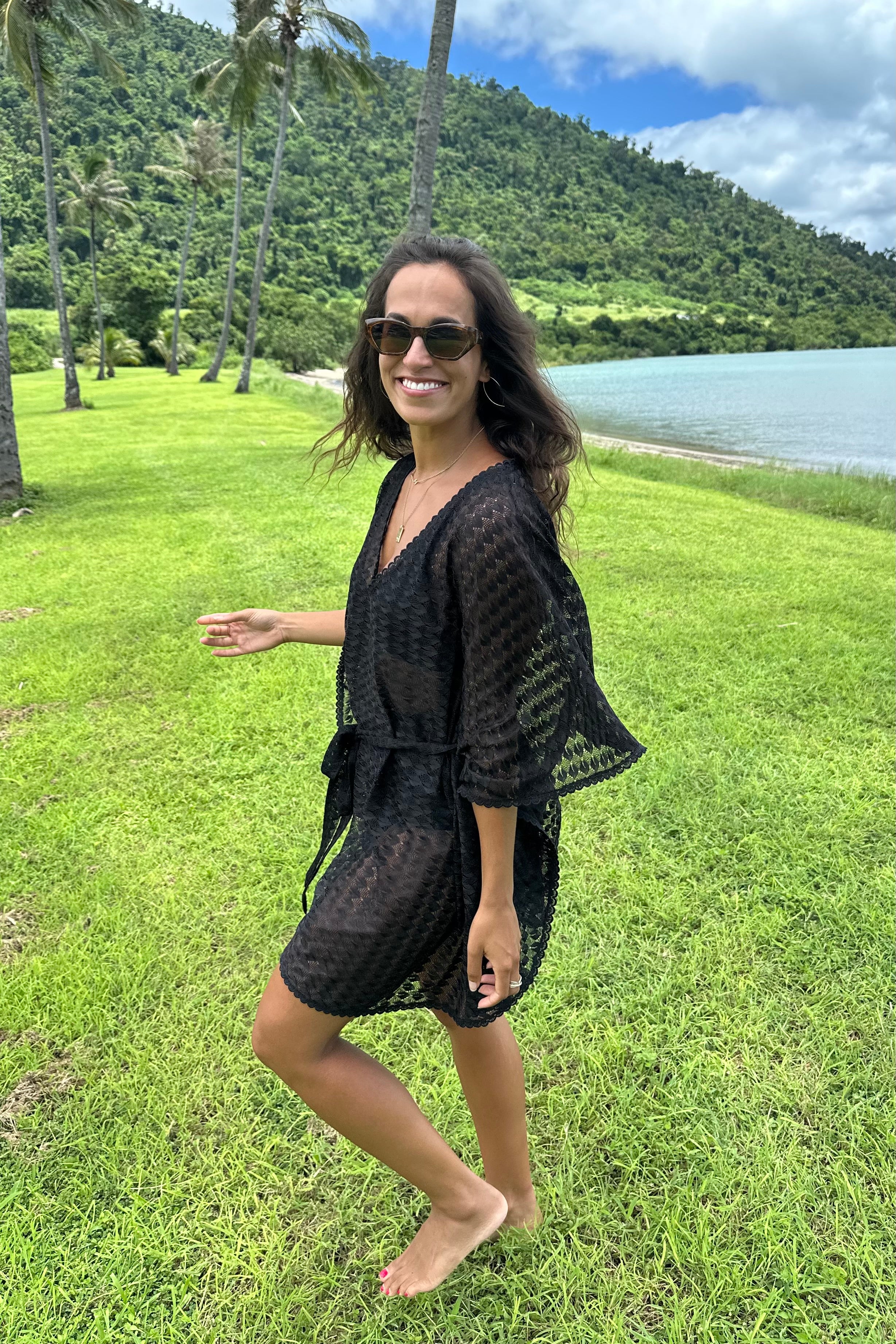 Scalloped Lace Kaftan BLACK - Image 11