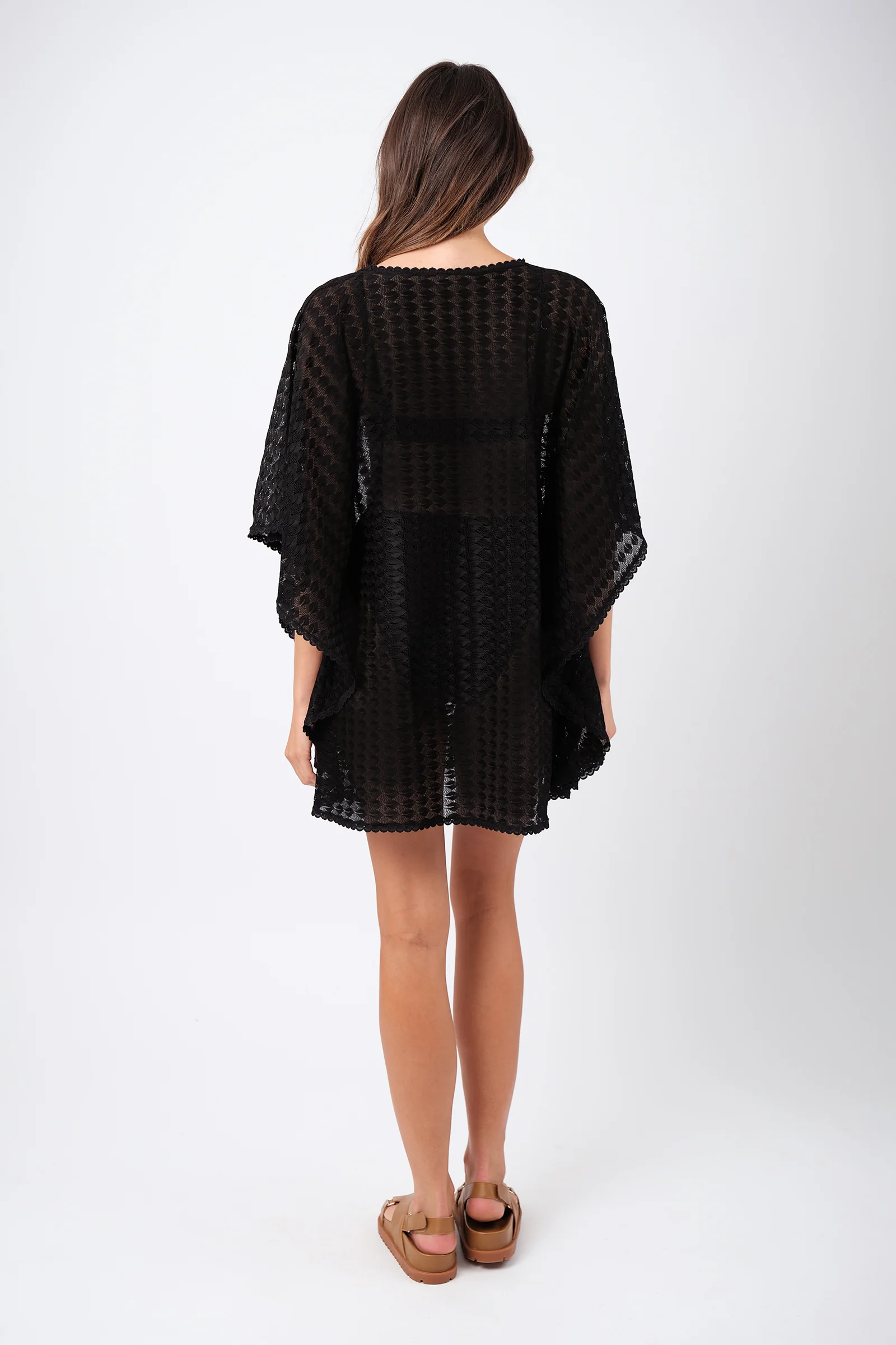 Scalloped Lace Kaftan BLACK - Image 4