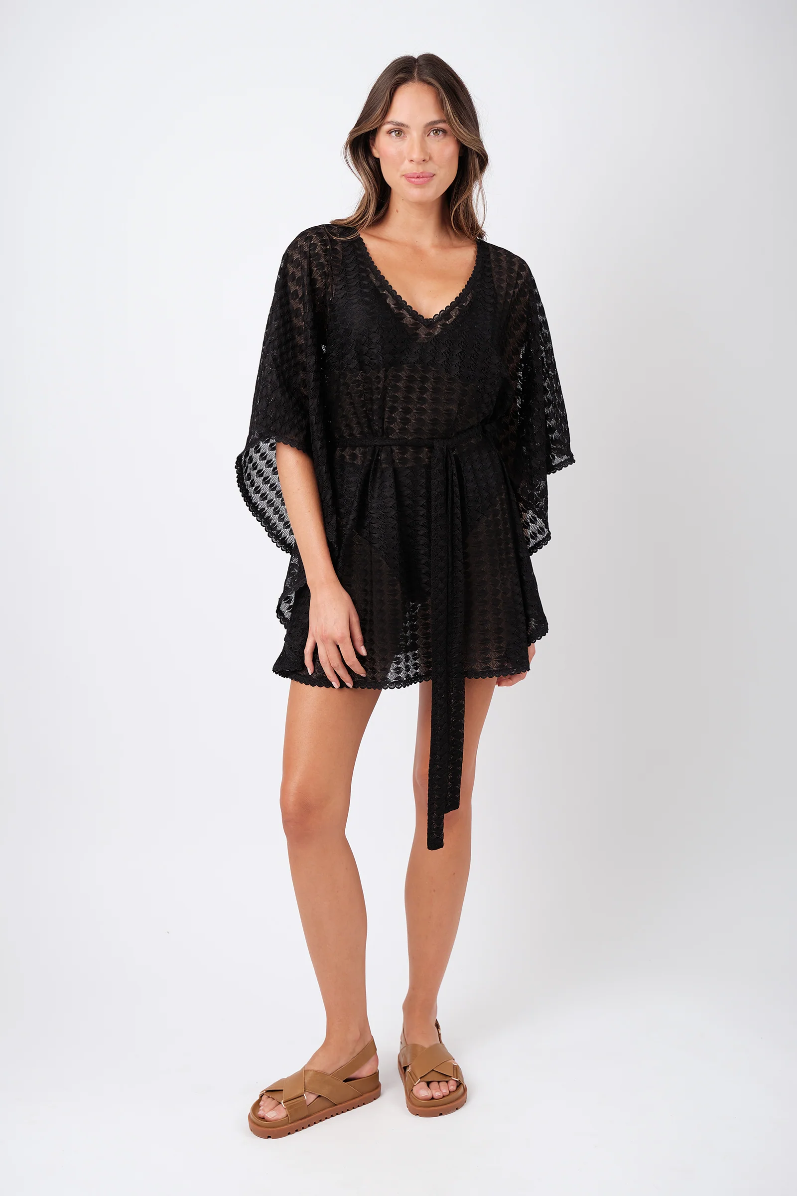 Scalloped Lace Kaftan BLACK - Image 6