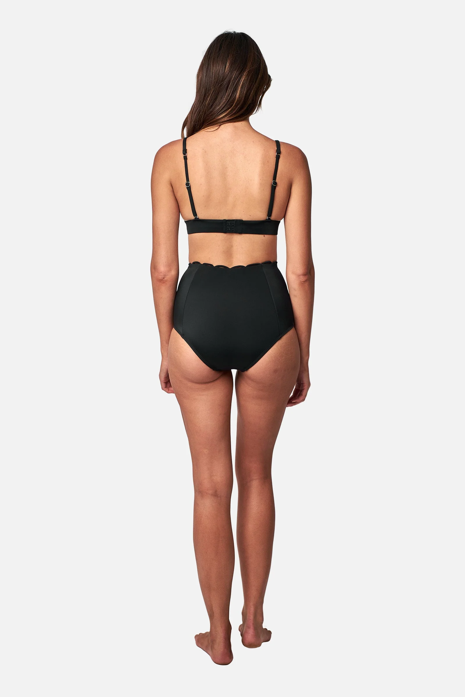 Scalloped Never Say Never High-Waisted Bikini Bottom BLACK - Image 5