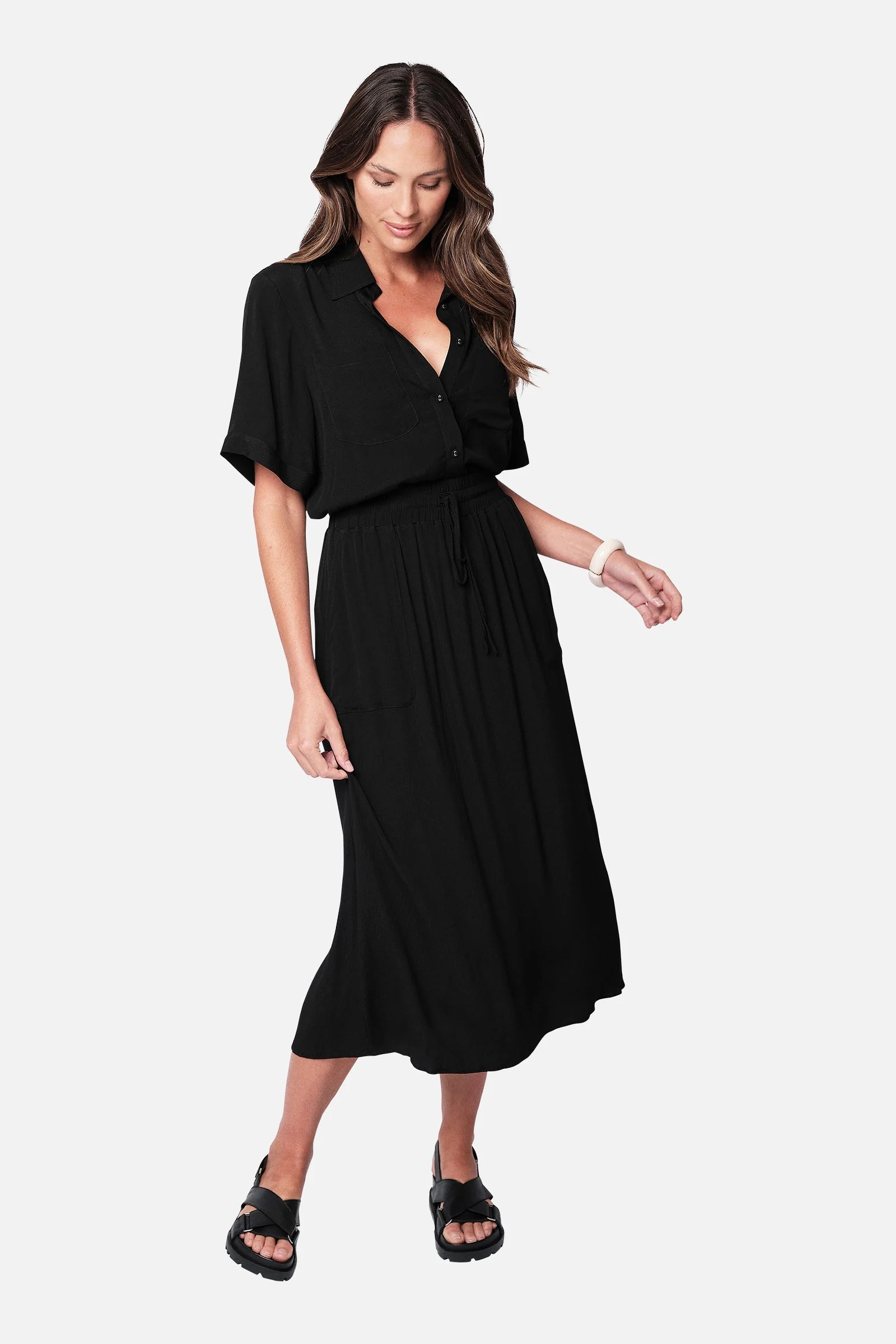 Short Sleeve Button-Up Shirt BLACK - Image 6