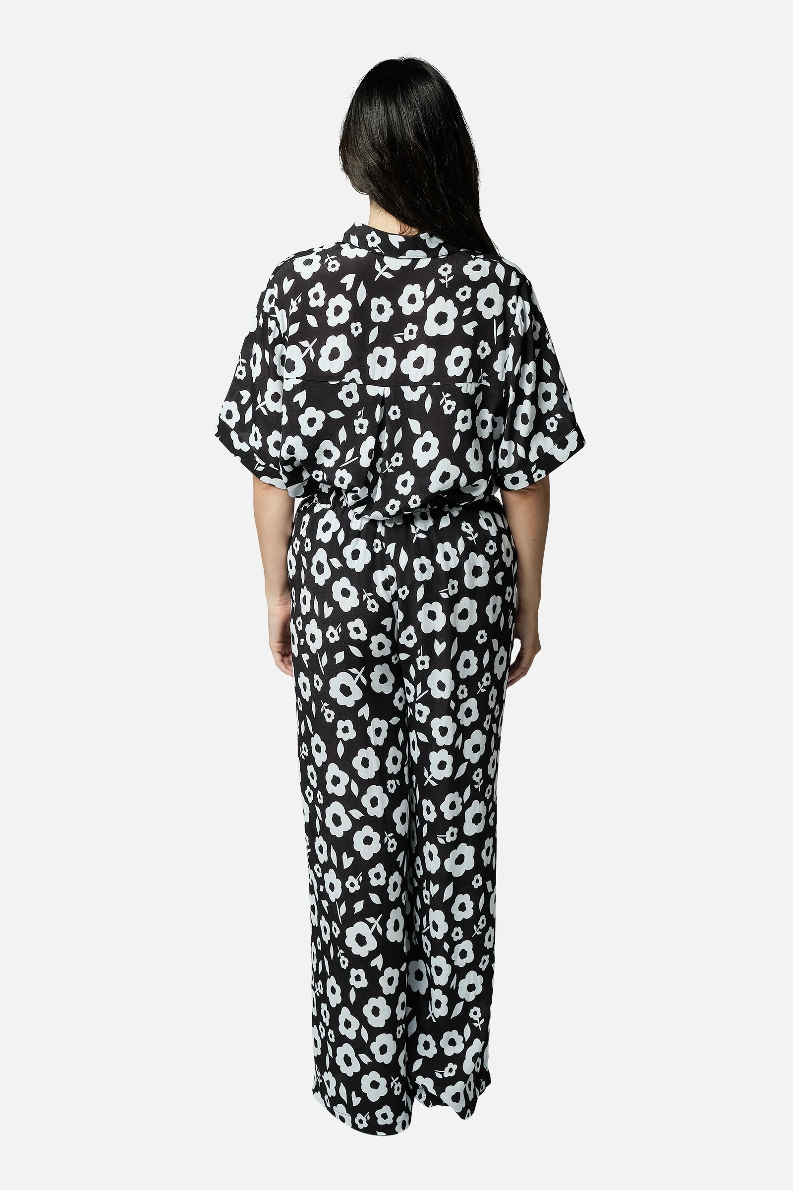 Short Sleeve Button-Up Shirt DAISY SILHOUETTE BLACK - Image 11