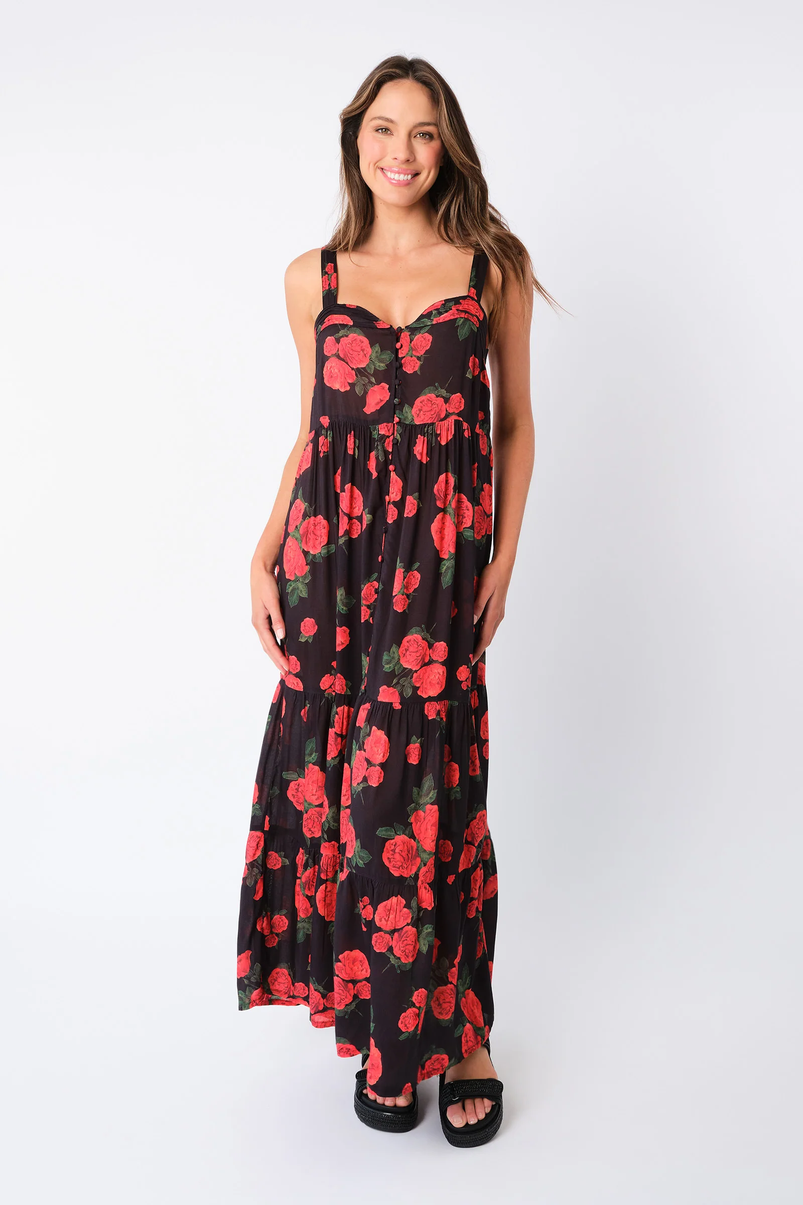 Sweetheart Neckline Maxi Dress PLUCKED ROSES - Image 6